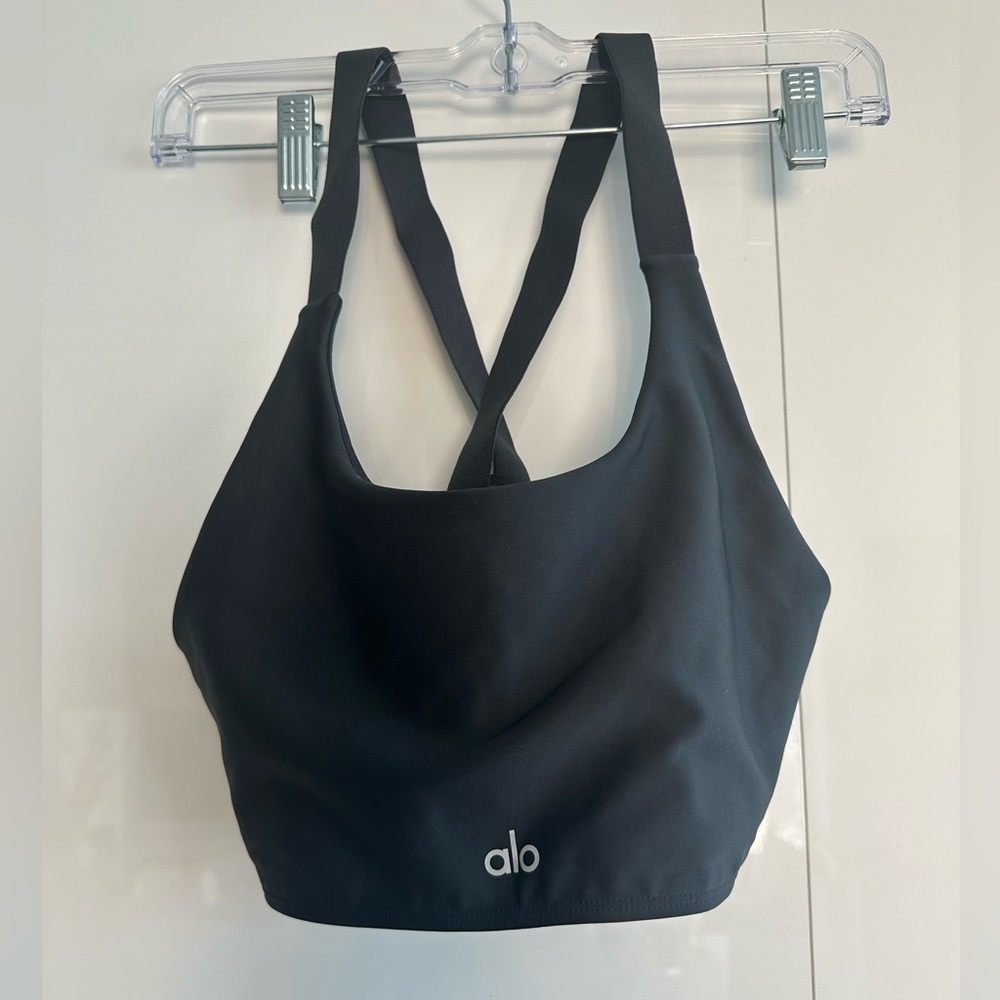 ALO-Cross Back Dark Gray Sports Bra
